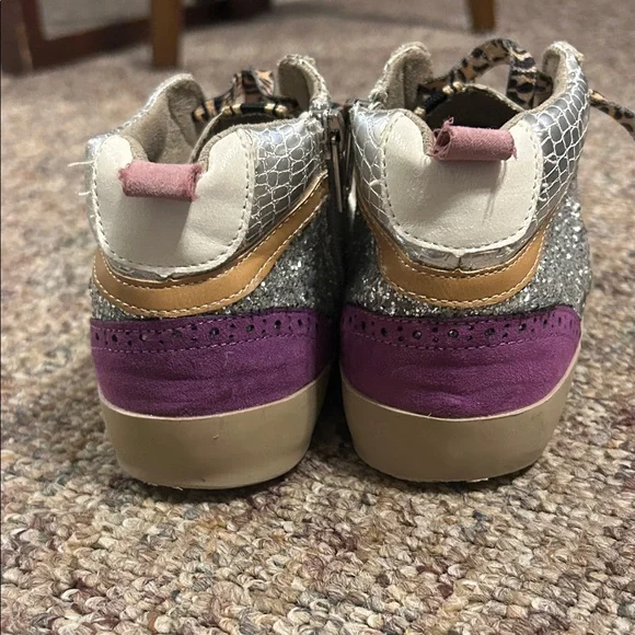 Kids Golden Goose Silver Glitter High-Top Sneakers size 4 - Picture 4 of 6